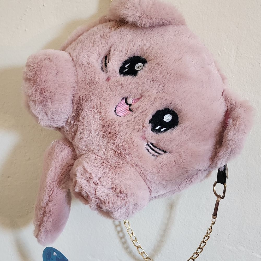 Bag Cute Pink Plush Cat Purse